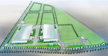 ピントン工場(右)とNTPT(左)の完成予想図